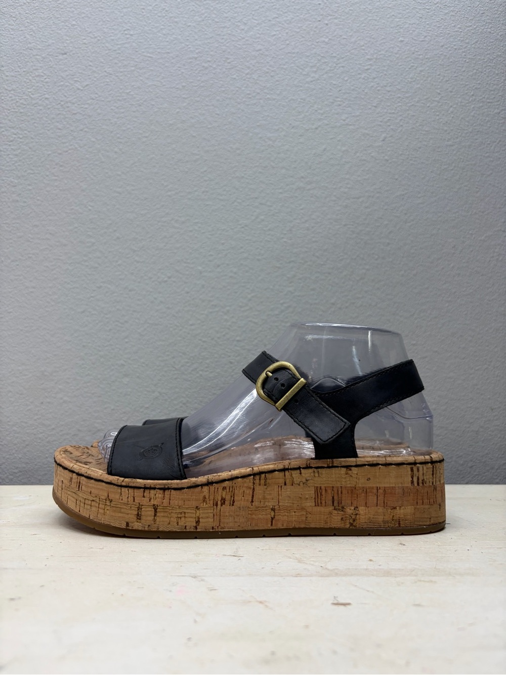 Born Black Leather Sari Ankle Strap Sandals Size 7